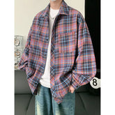 Hearujoy Autumn Long Sleeved Shirt Men Oversized Fashion Retro Casual Shirt Men Streetwear Korean Loose Plaid Shirt Mens Vintage Shirts